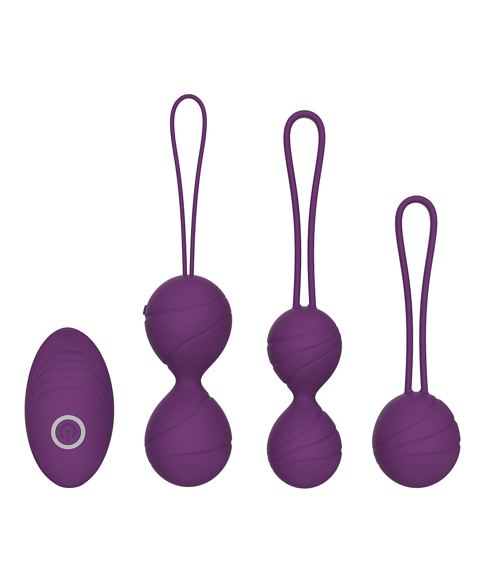 PURPLE THREE-PIECE REMOTE CONTROL KEGEL WEIGHT SET