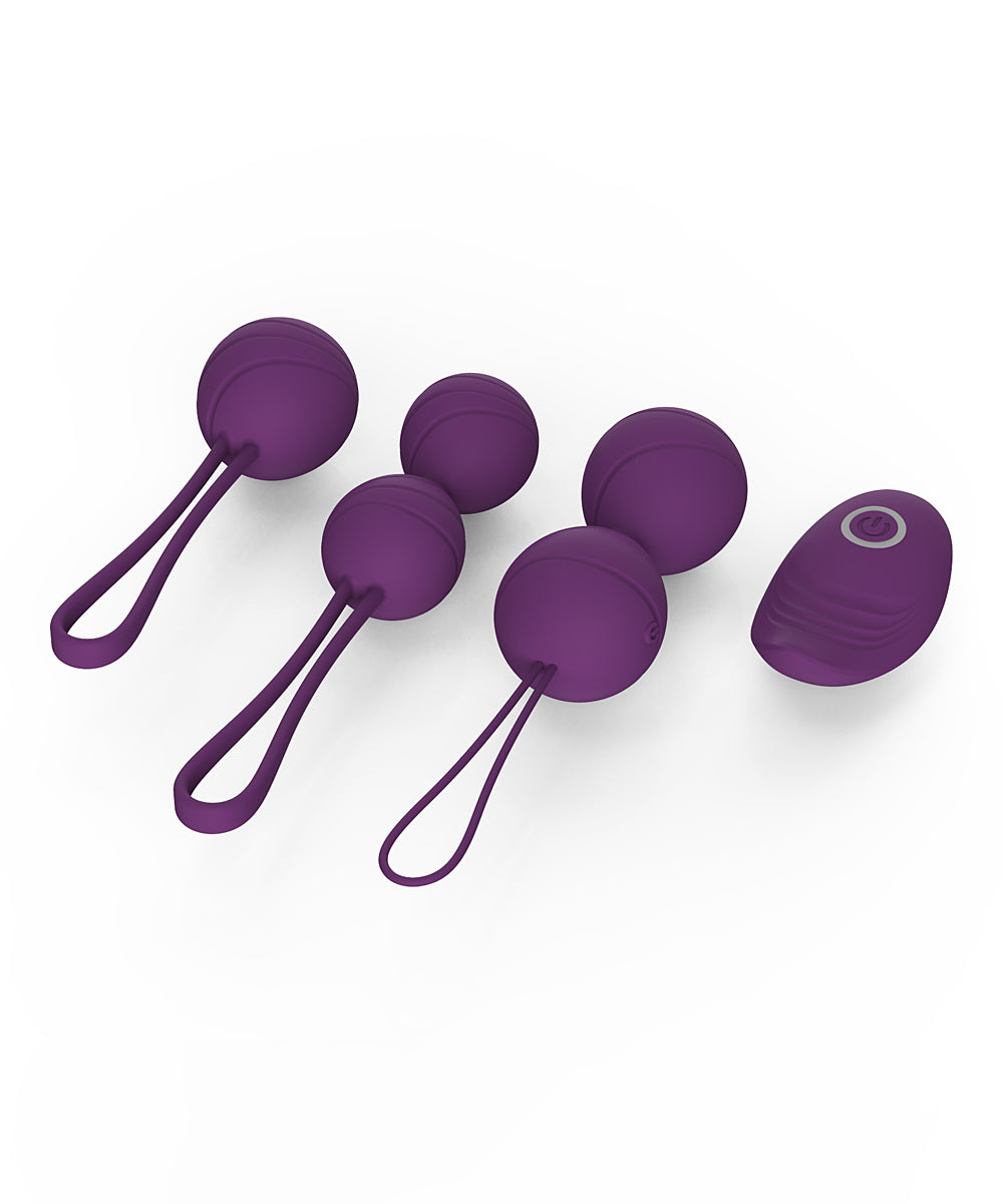 PURPLE THREE-PIECE REMOTE CONTROL KEGEL WEIGHT SET